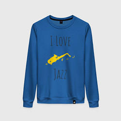Свитшот хлопковый женский Я люблю джаз, цвет: синий