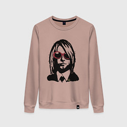 Свитшот хлопковый женский Kurt Cobain Nirvana portrait, цвет: пыльно-розовый