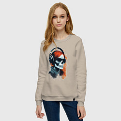 Свитшот хлопковый женский Grunge redhead girl skull, цвет: миндальный — фото 2