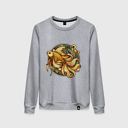 Свитшот хлопковый женский Золотая рыбка исполняет желания, цвет: меланж