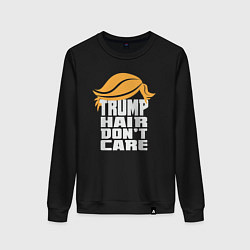 Свитшот хлопковый женский Trump hair dont care, цвет: черный