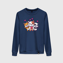 Свитшот хлопковый женский Любимые питомцы, цвет: тёмно-синий