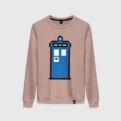 Свитшот хлопковый женский Tardis pixels, цвет: пыльно-розовый