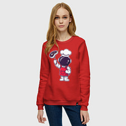 Свитшот хлопковый женский Повар космонавт, цвет: красный — фото 2