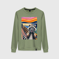 Женский свитшот Енот кричит - мем нейросеть