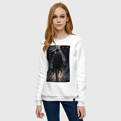 Свитшот хлопковый женский Мэгуми Фусигуро арт Магическая битва, цвет: белый — фото 2