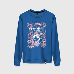 Свитшот хлопковый женский Клинок рассекающий демонов Незуко угловатый, цвет: синий