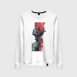 Свитшот хлопковый женский Девушка абстракция, цвет: белый