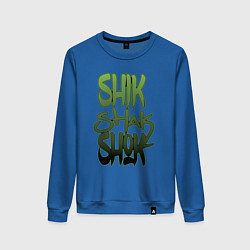 Свитшот хлопковый женский Shik shak shok - в стиле граффити, цвет: синий