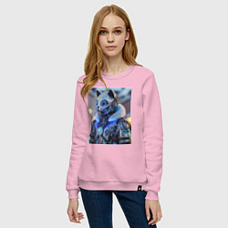 Свитшот хлопковый женский Cyber cat - ai art fantasy, цвет: светло-розовый — фото 2