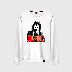 Свитшот хлопковый женский ACDC Angus Young rock, цвет: белый