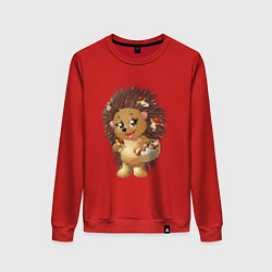 Свитшот хлопковый женский Красивый добрый ежик, цвет: красный