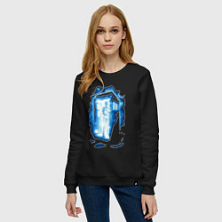 Свитшот хлопковый женский Галактический тардис, цвет: черный — фото 2