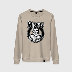 Свитшот хлопковый женский Misfits want your skull, цвет: миндальный