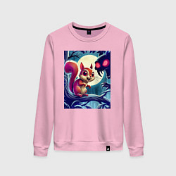 Свитшот хлопковый женский Милая пушистая лесная белочка - ужас, цвет: светло-розовый