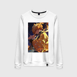 Свитшот хлопковый женский Клинок, рассекающий демонов Дзэнъицу Агацума охотн, цвет: белый