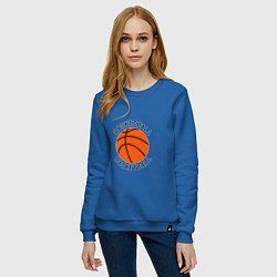 Свитшот хлопковый женский Эмблема баскетбольный мяч basketball, цвет: синий — фото 2