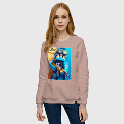 Свитшот хлопковый женский Counter Strike and Minecraft - collaboration, цвет: пыльно-розовый — фото 2