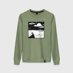 Свитшот хлопковый женский Свирепая дикая душа, цвет: авокадо