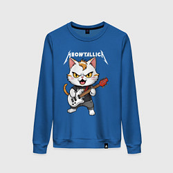 Свитшот хлопковый женский Meowtallica rock, цвет: синий