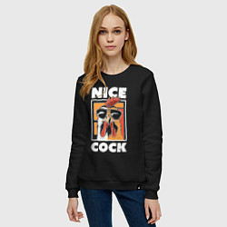 Свитшот хлопковый женский Nice cock, цвет: черный — фото 2
