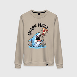 Свитшот хлопковый женский Shark pizza - ai art fantasy, цвет: миндальный