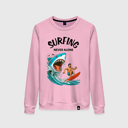 Женский свитшот Shark and surfer - never alone