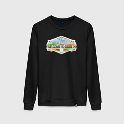 Свитшот хлопковый женский Добро пожаловать в Дублин, цвет: черный
