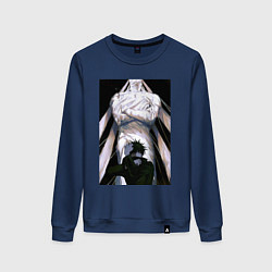 Свитшот хлопковый женский Магическая битва Мэгуми Фусигуро холодный юноша, цвет: тёмно-синий