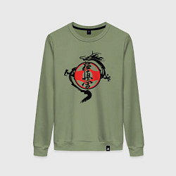 Свитшот хлопковый женский Karate kyokushin - dragon, цвет: авокадо