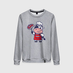 Свитшот хлопковый женский Коровка повар, цвет: меланж