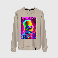 Свитшот хлопковый женский Cyber Bart - neon glow fantasy, цвет: миндальный
