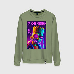 Женский свитшот Bart Simpson cyber zombie - halloween ai art