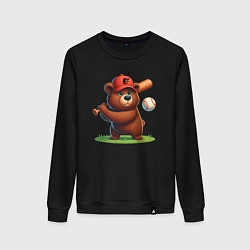 Свитшот хлопковый женский Bear cub batter Baltimore Orioles - ai art, цвет: черный