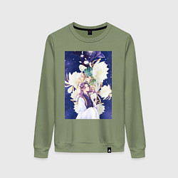 Свитшот хлопковый женский Монолог фармацевта Жэньши Расчётливый интриган, цвет: авокадо