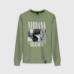 Свитшот хлопковый женский Nirvana bleach black album, цвет: авокадо