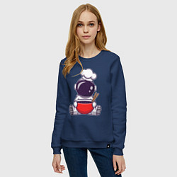 Свитшот хлопковый женский Космический суп, цвет: тёмно-синий — фото 2