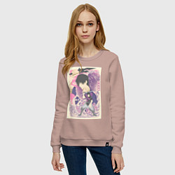 Свитшот хлопковый женский Магическая битва Тодзи Фусигуро сильнейший, цвет: пыльно-розовый — фото 2