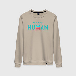 Свитшот хлопковый женский Once human logo, цвет: миндальный