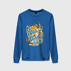 Свитшот хлопковый женский Your bunny wrote sign, цвет: синий