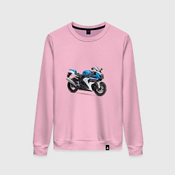 Свитшот хлопковый женский Крутой спортивный мотоцикл, цвет: светло-розовый