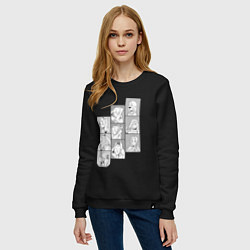 Свитшот хлопковый женский Dungeon Meshi - Marcille cute collage, цвет: черный — фото 2