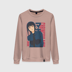 Свитшот хлопковый женский Человек-бензопила Макима Makima, цвет: пыльно-розовый