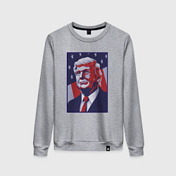 Свитшот хлопковый женский Дональд Трамп, цвет: меланж