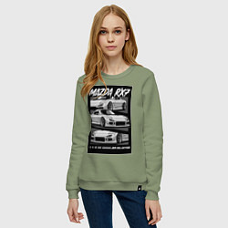 Свитшот хлопковый женский Mazda rx-7 JDM авто, цвет: авокадо — фото 2