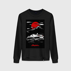 Свитшот хлопковый женский Toyota Supra jdm гоночный, цвет: черный