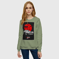 Свитшот хлопковый женский Mazda rx-7 jdm style, цвет: авокадо — фото 2