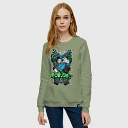 Свитшот хлопковый женский Моя геройская академия главный герой Деку, цвет: авокадо — фото 2