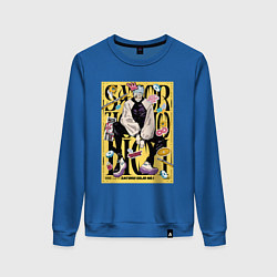 Свитшот хлопковый женский Модный Годжо - Магическая битва, цвет: синий