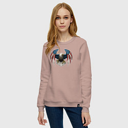 Свитшот хлопковый женский Америка орёл, цвет: пыльно-розовый — фото 2